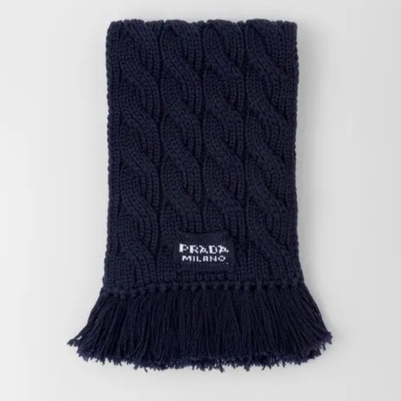 PRADA***Thick Navy Cable Knit Scarf****One Size***$1,270 - Picture 1 of 10